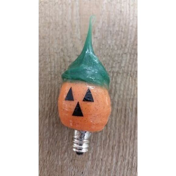 New Vickie Jean’s Creations Candle Glow Hand Dipped Light Bulb Halloween Pumpkin - Picture 1 of 4